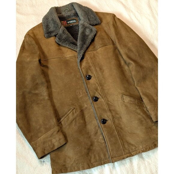 McGregor Other - McGreggor Jacket Vintage 70s Brown Sueded Shearling Fur Button Overcoat Men's 42